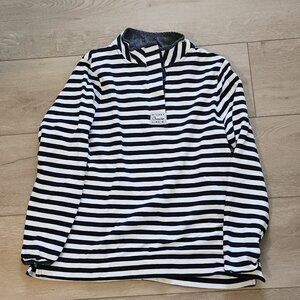 Disney Cruise Line Blue White Nautical Striped Long Sleeve Pullover Womens 1X XL